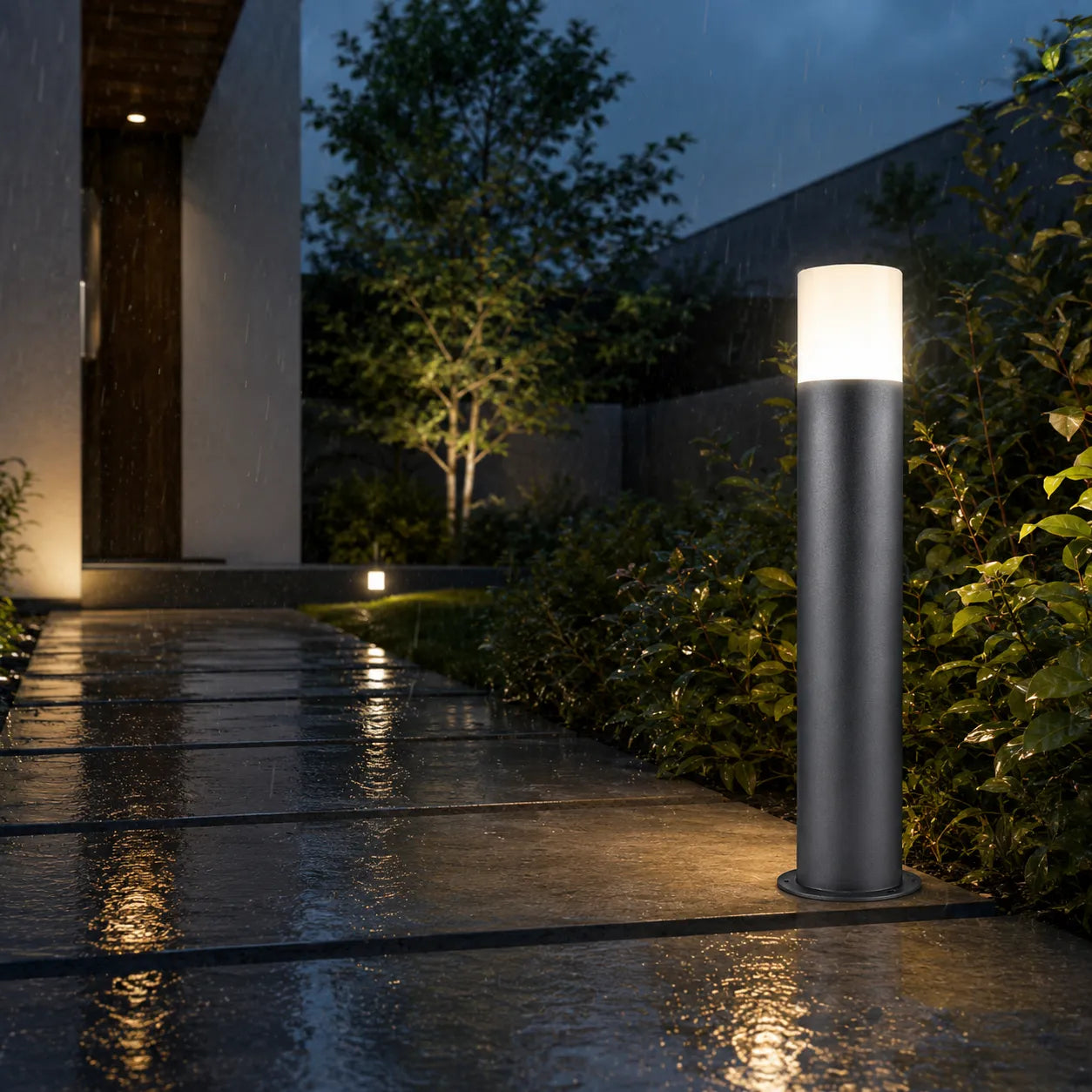 Lampada da Giardino Design Cilindrica in Alluminio Grigio Scuro