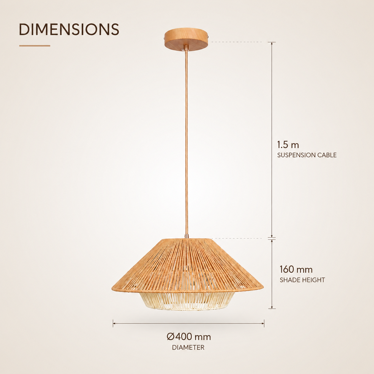 Akari – Lampada a Sospensione Design Japandi in Corda Naturale