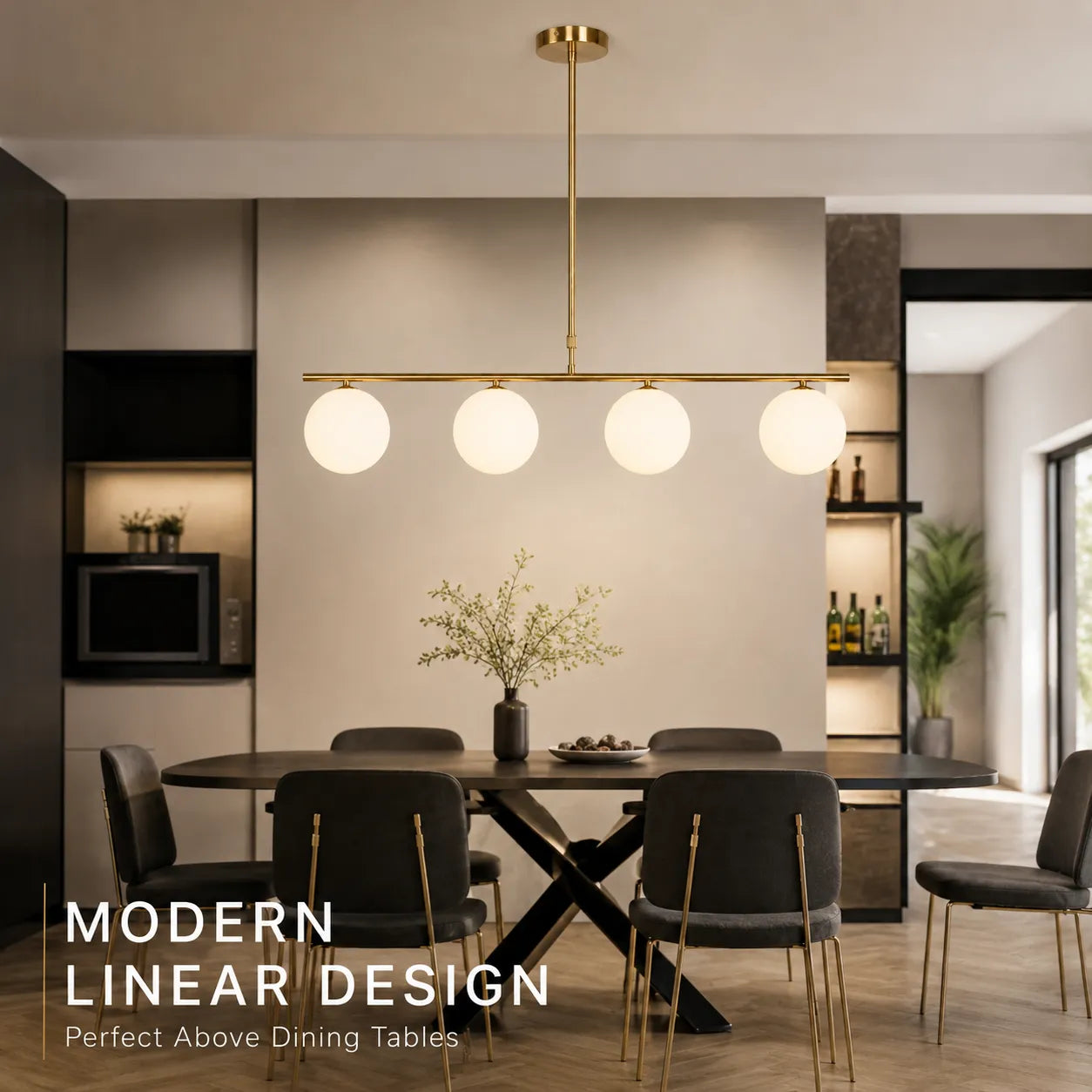 Altair – Lampadario a Sospensione Design Lineare a 4 Sfere