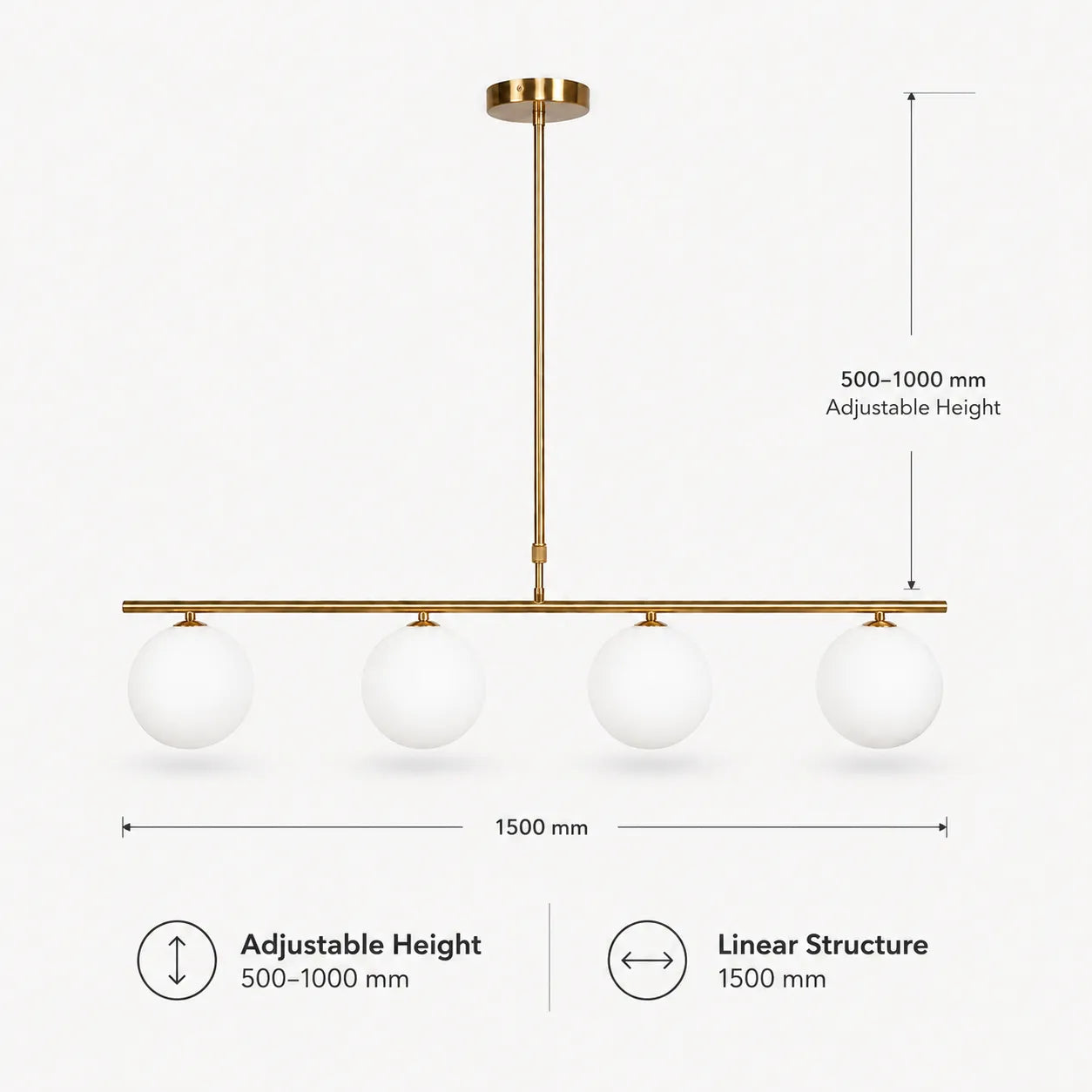 Altair – Lampadario a Sospensione Design Lineare a 4 Sfere