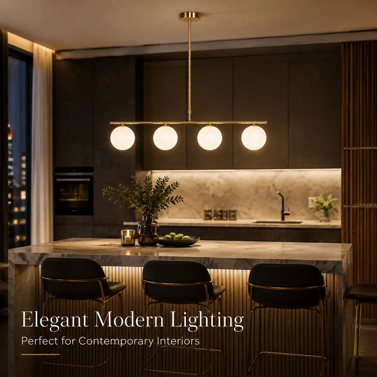 Altair – Lampadario a Sospensione Design Lineare a 4 Sfere