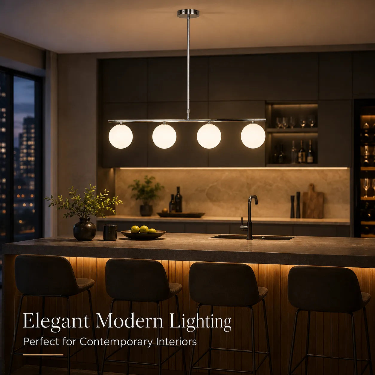 Altair – Lampadario a Sospensione Design Lineare a 4 Sfere
