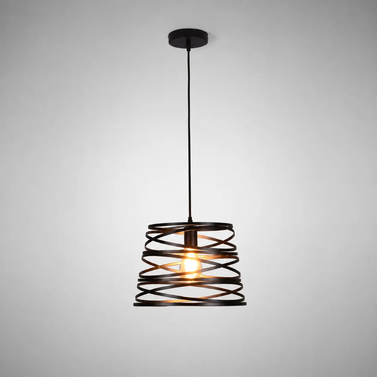 Coil – Lampada a Sospensione Design Spiral in Metallo Nero