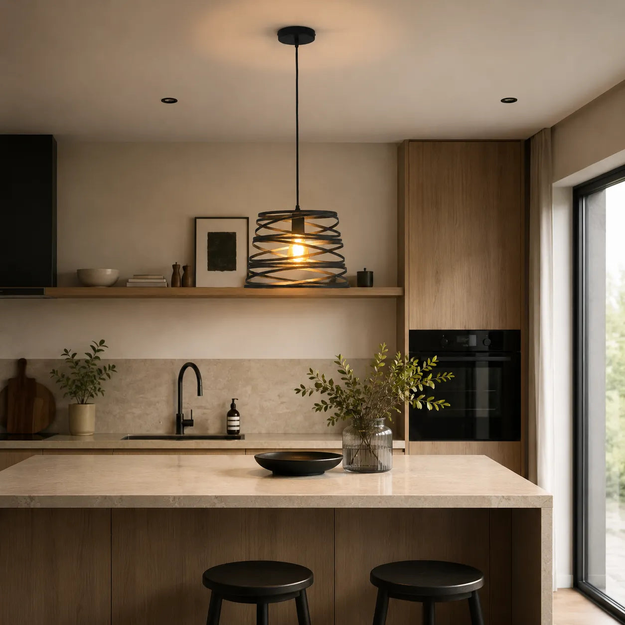 Coil – Lampada a Sospensione Design Spiral in Metallo Nero