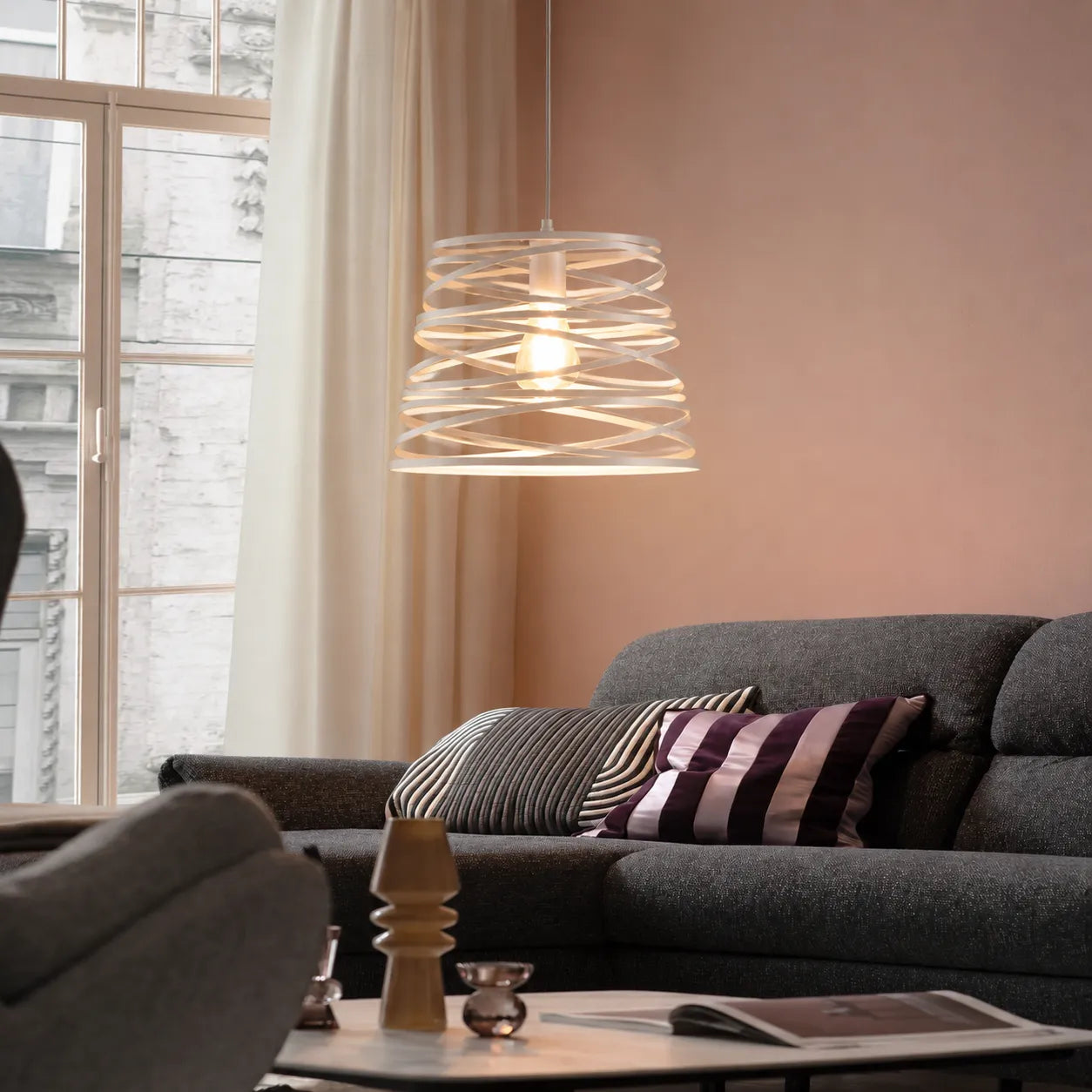Coil – Lampada a Sospensione Design Spiral in Metallo Nero