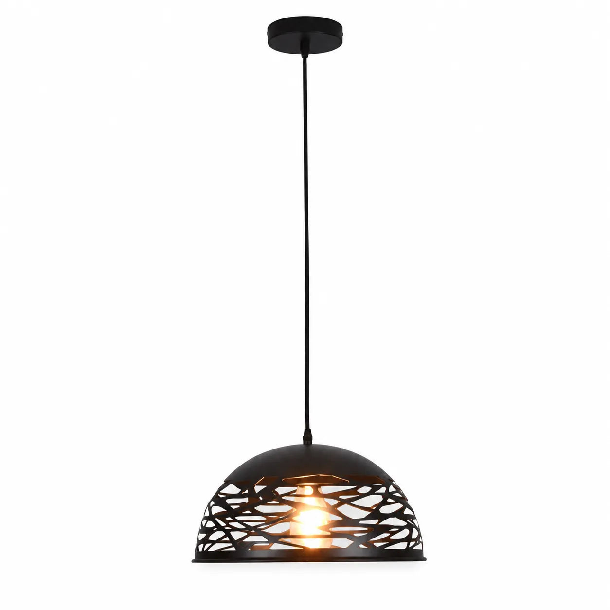 Mesh – Lampada a Sospensione Design Traforato in Metallo Nero