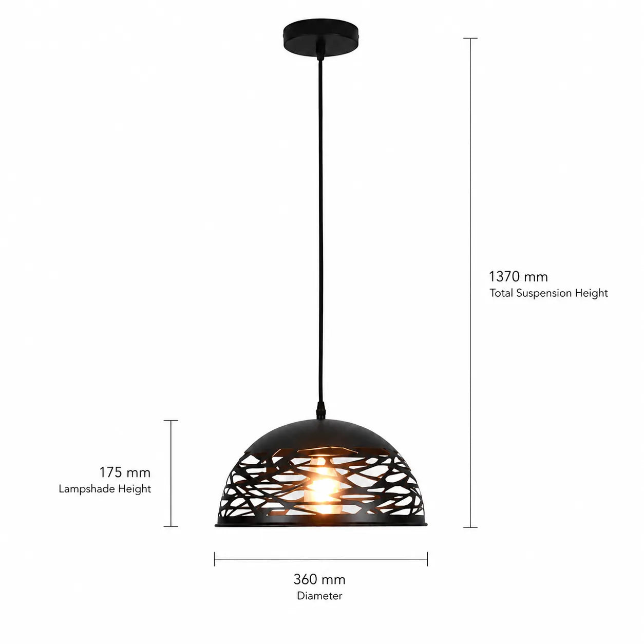 Mesh – Lampada a Sospensione Design Traforato in Metallo Nero