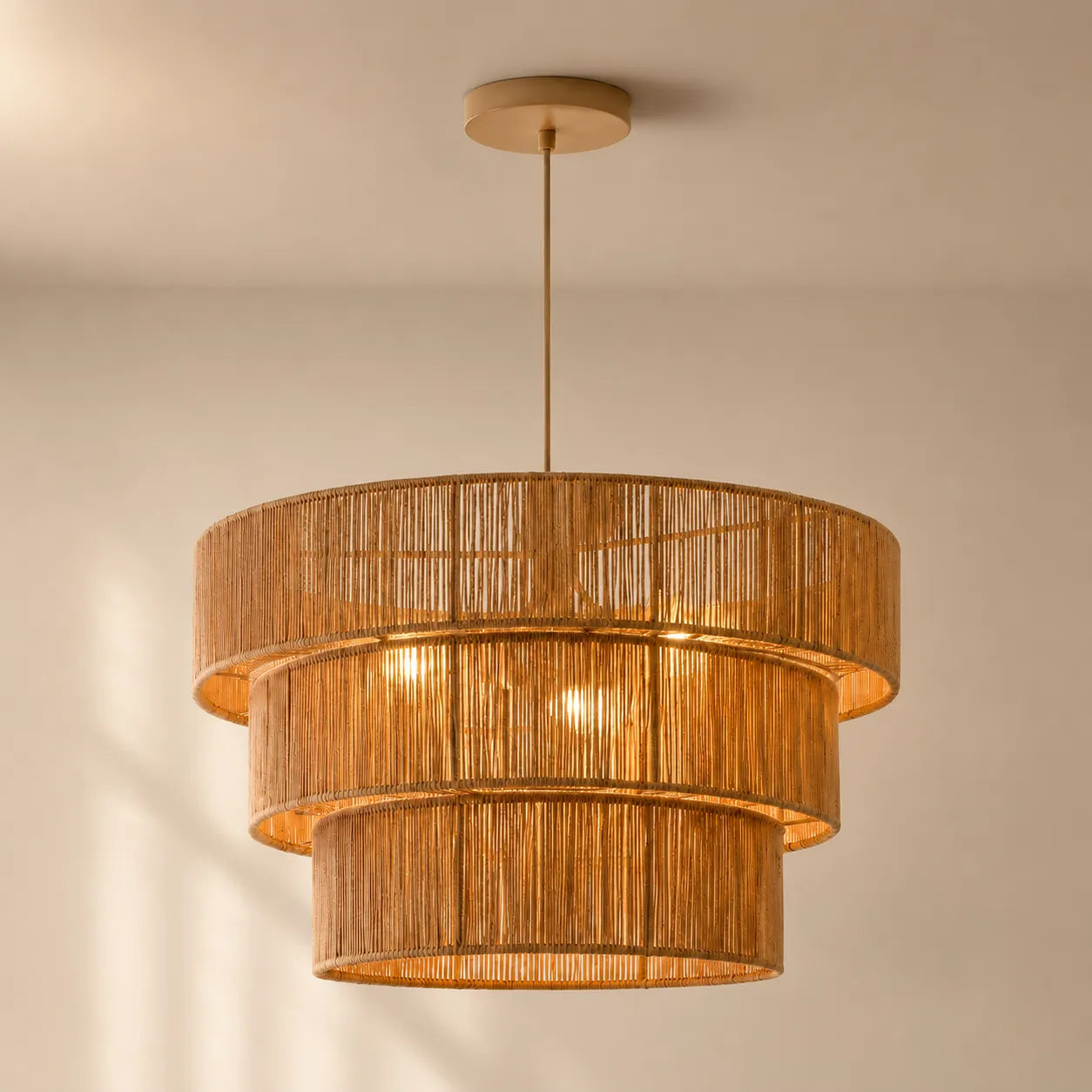 Mori – Lampadario a Sospensione Japandi in Corda Naturale