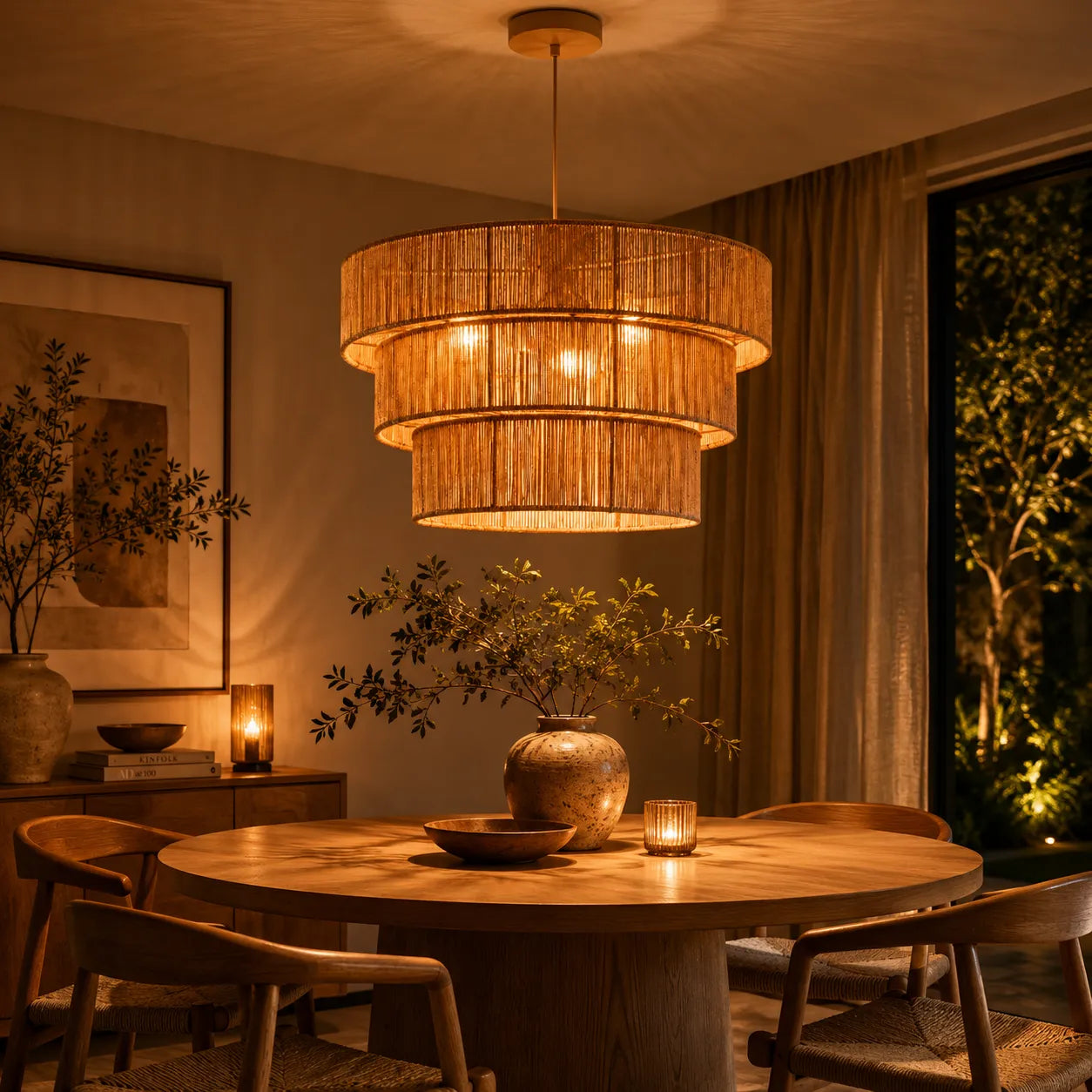 Mori – Lampadario a Sospensione Japandi in Corda Naturale