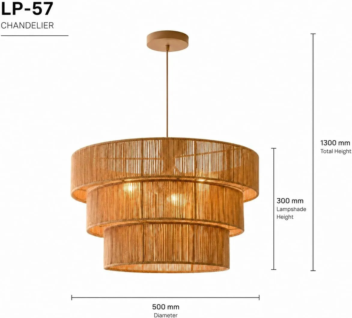 Mori – Lampadario a Sospensione Japandi in Corda Naturale