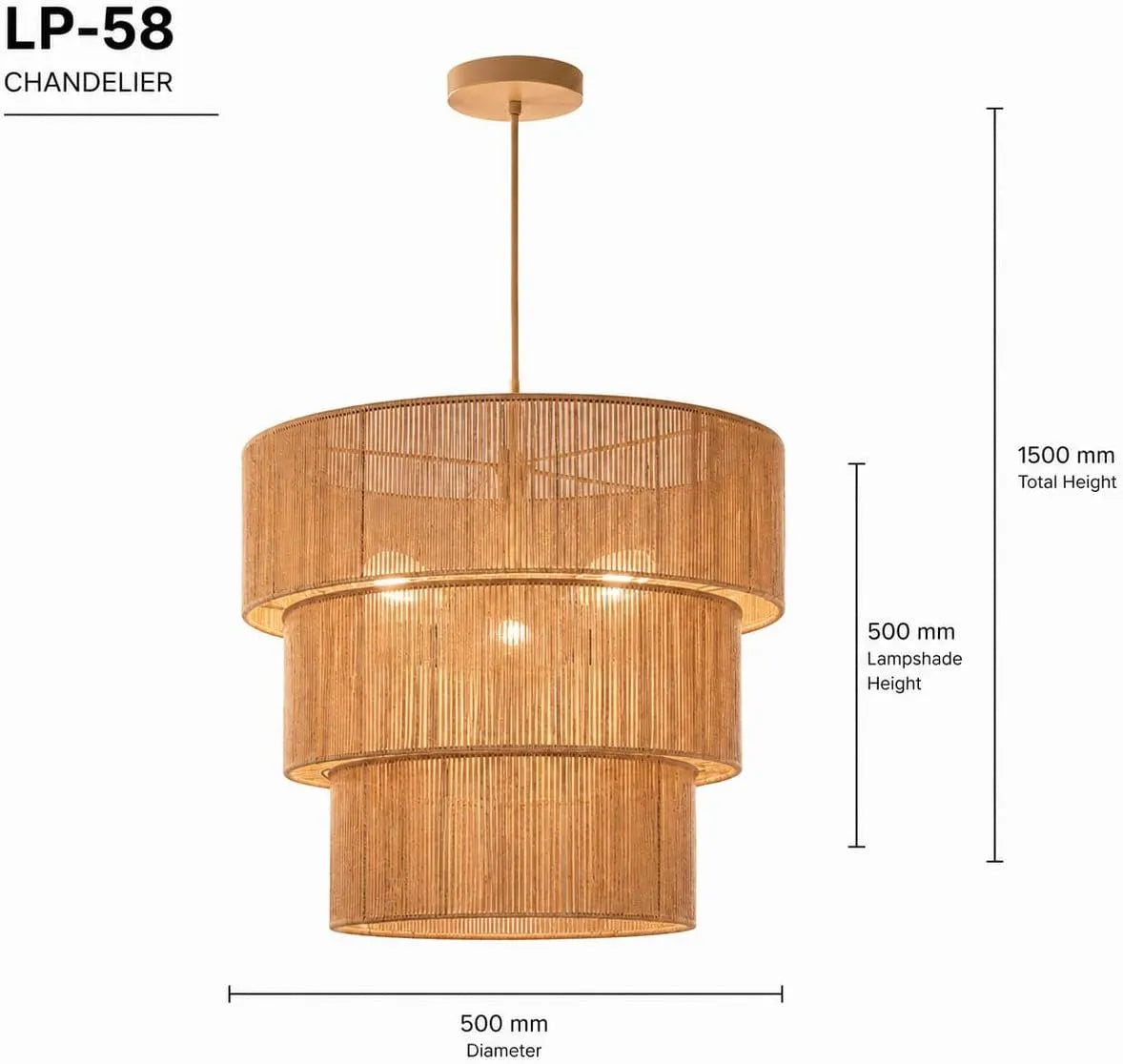 Mori – Lampadario a Sospensione Japandi in Corda Naturale