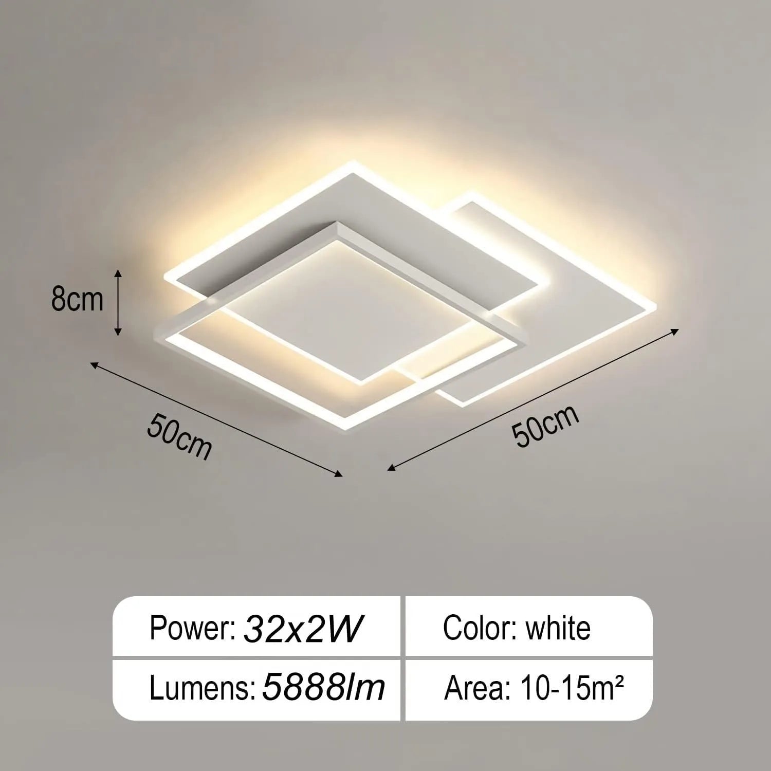 Q2 – Plafoniera LED a 3 Quadrati con Telecomando e App Bluetooth