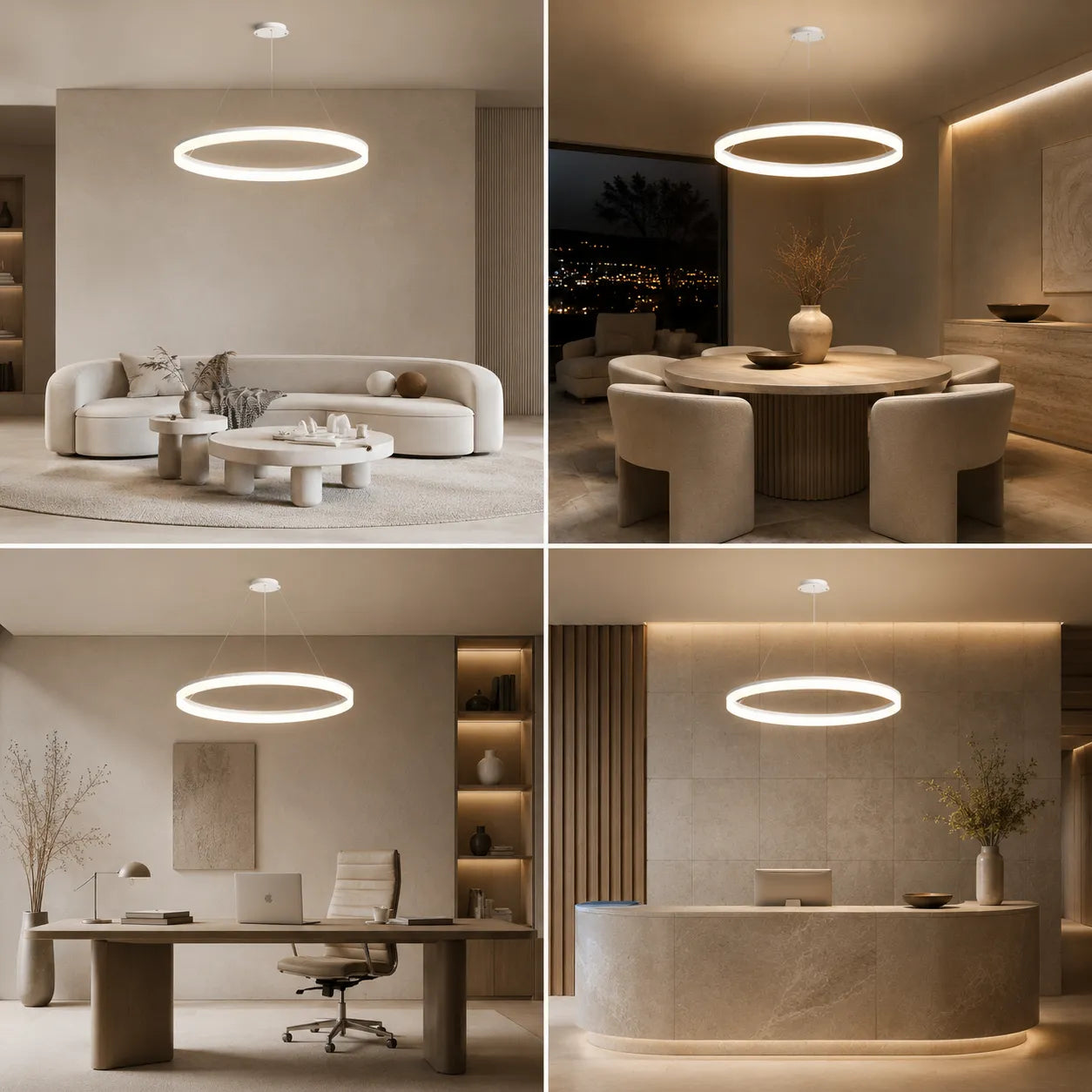 Ring One – Lampadario LED Design Circolare Minimal Bianco