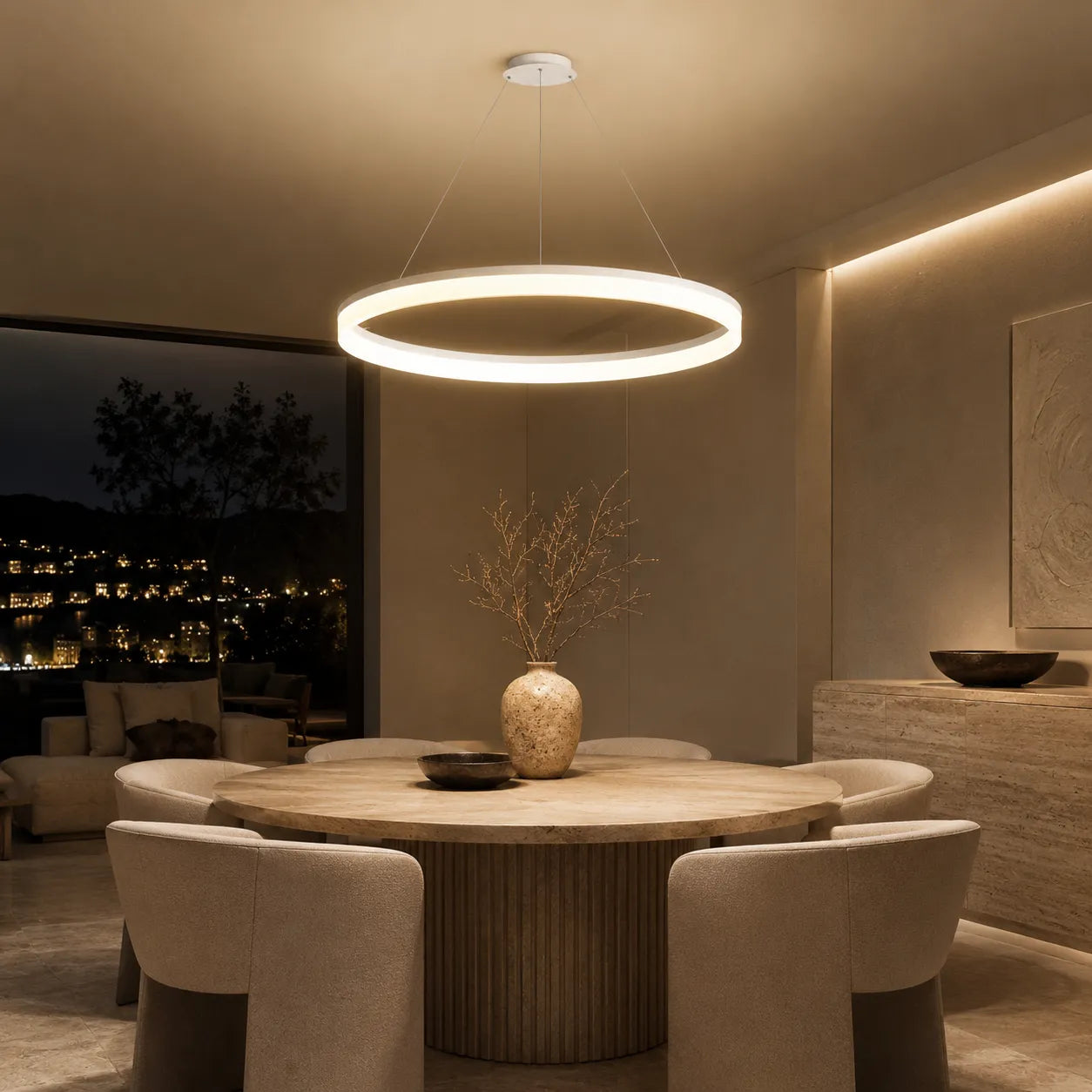 Ring One – Lampadario LED Design Circolare Minimal Bianco