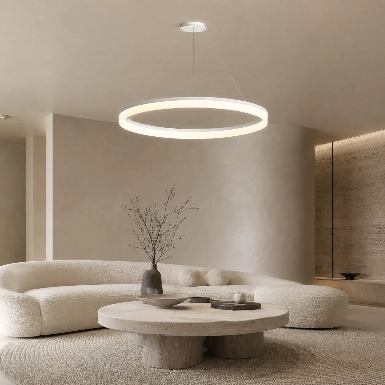 Ring One – Lampadario LED Design Circolare Minimal Bianco