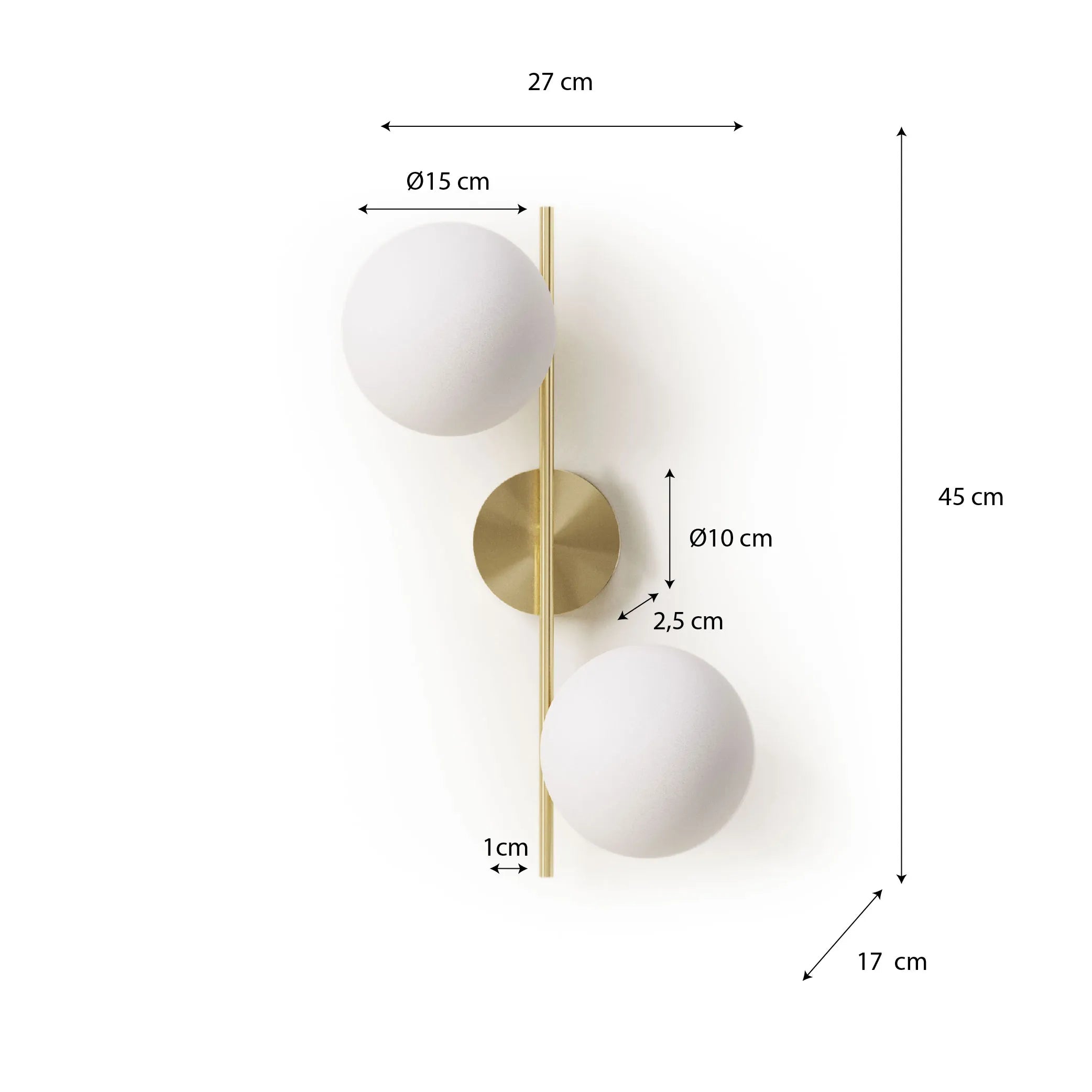 Twin Orb – Applique Design a Doppia Sfera in Vetro e Metallo