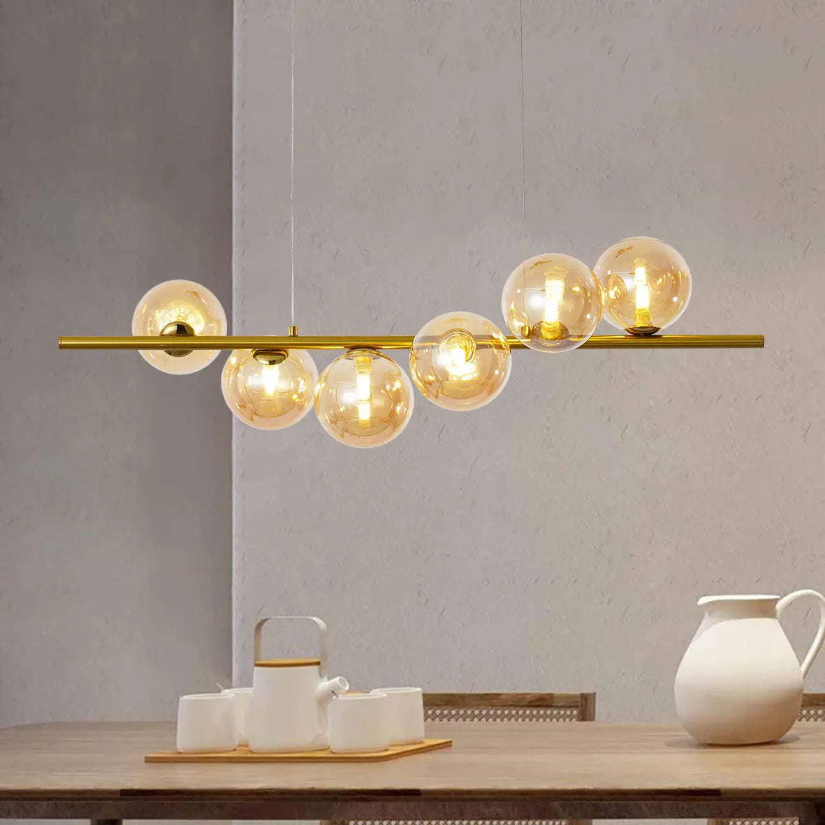 Cassiopeia – Lampadario Design a 6 Sfere in Vetro con Attacco G9